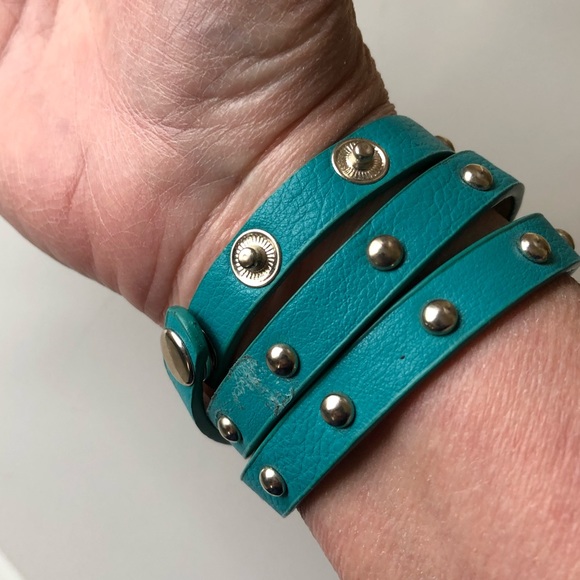 Aqua & silver wrap bracelet - Picture 3 of 6